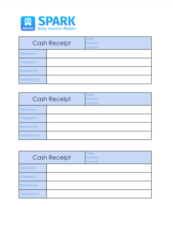 cash receipt template spark invoice